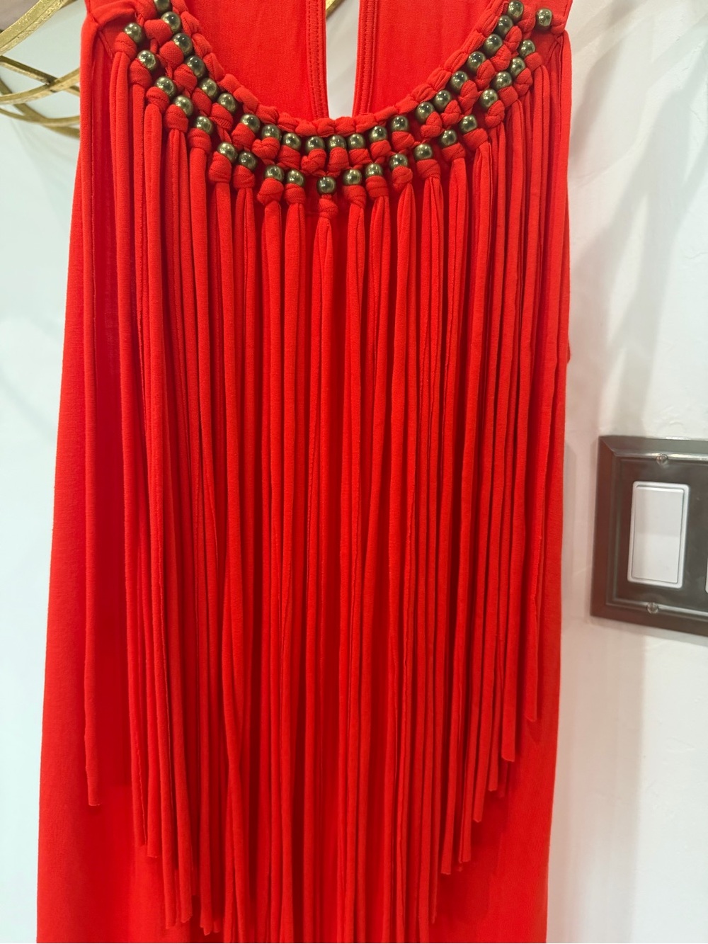 Boston Proper Orange Fringe Maxi Dress